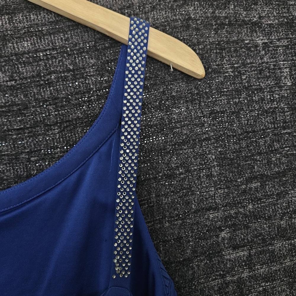 Women's Dress Sz 14 Royal Blue Textured Bodice Beaded Neckline Formal/Party CK - Picture 8 of 10